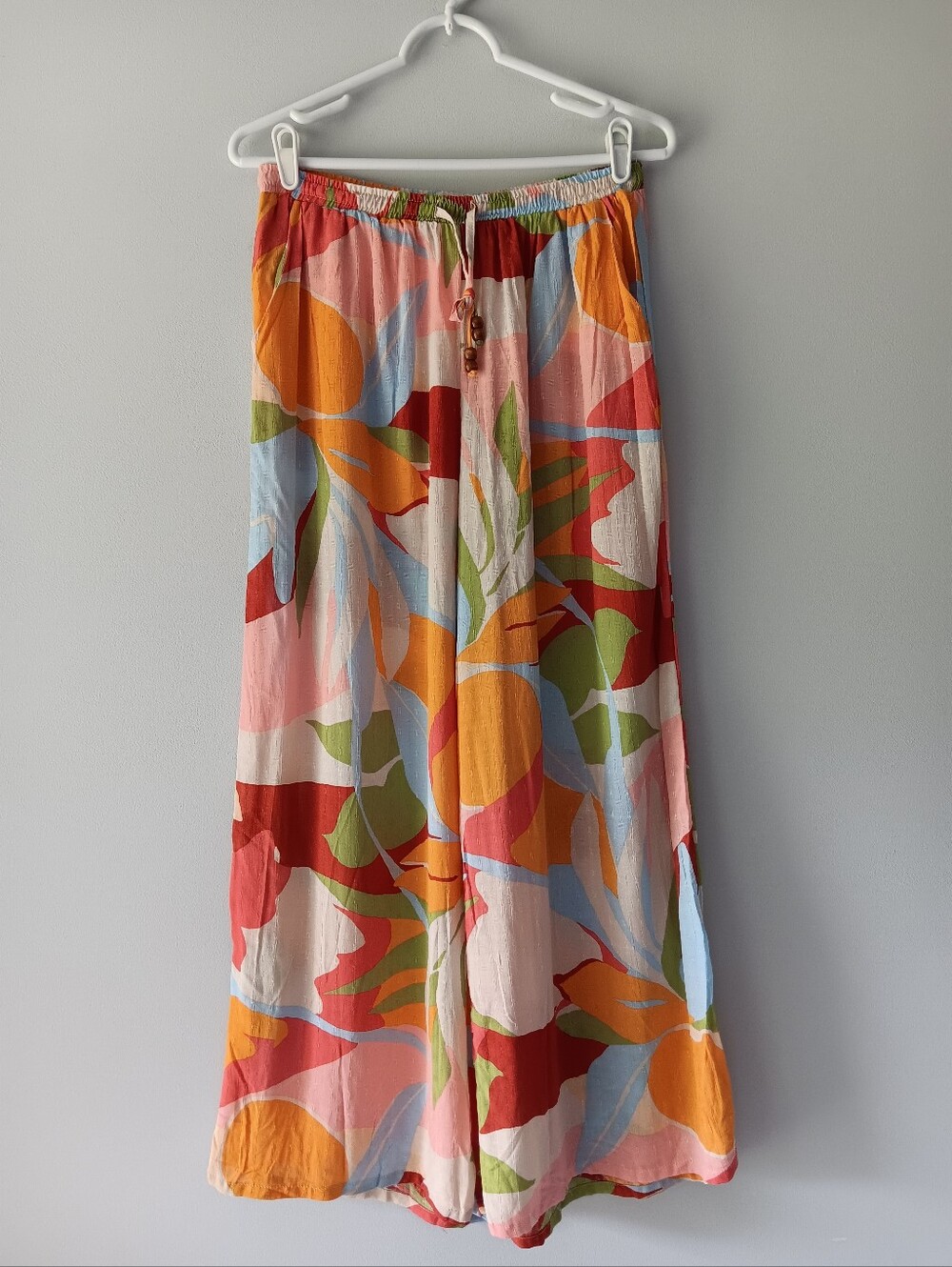 Christian Siriano NY Wide-Leg Pants Large Floral Pattern Orange Green Pink Small - Picture 4 of 16